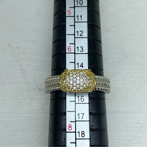 Sterling Silver 925 YGI Yellow And CZ Belt Buckle Ring Roped Belt Band Size 7